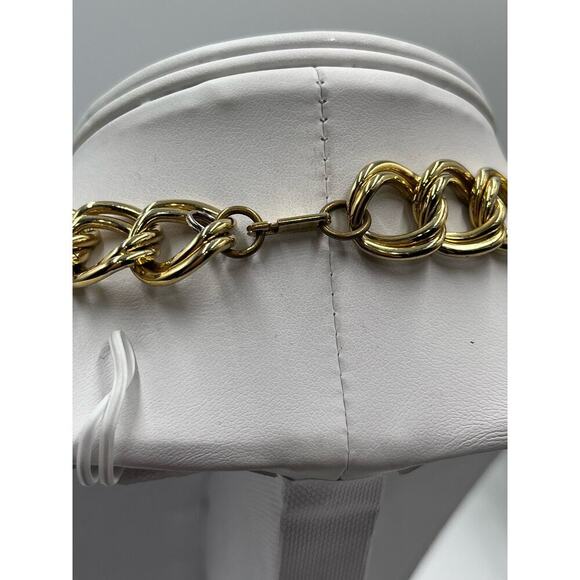 Carol Dauplaise Signed Vintage Double Gold-tone Link Disc Bead Charm Necklace - Picture 8 of 13